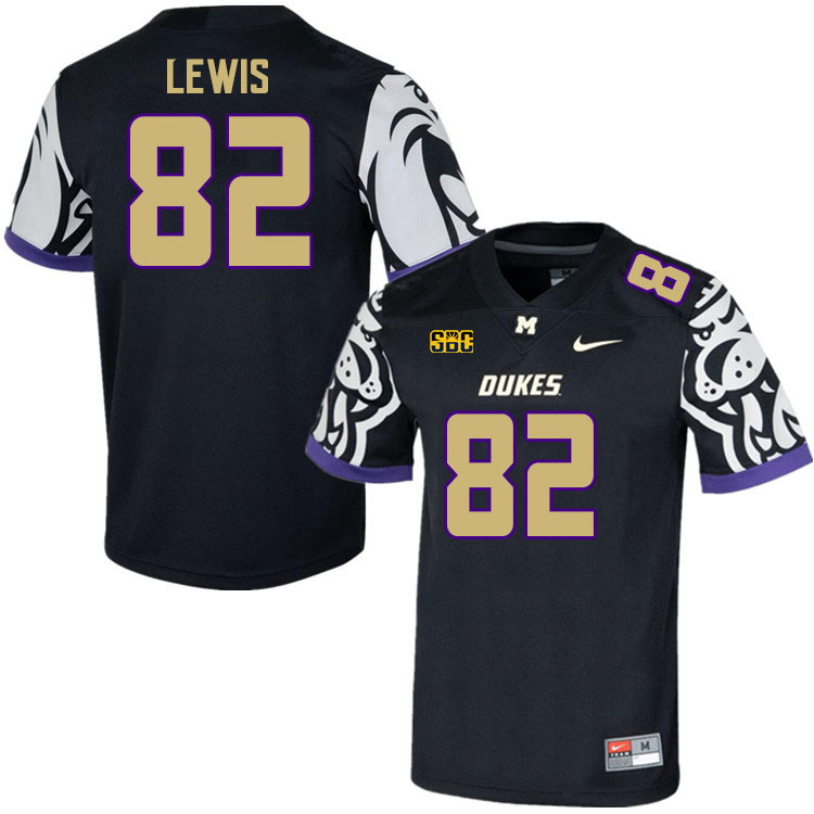 Men-Youth #82 Troy Lewis James Madison Dukes College Football Jerseys Stitched Sale-Black